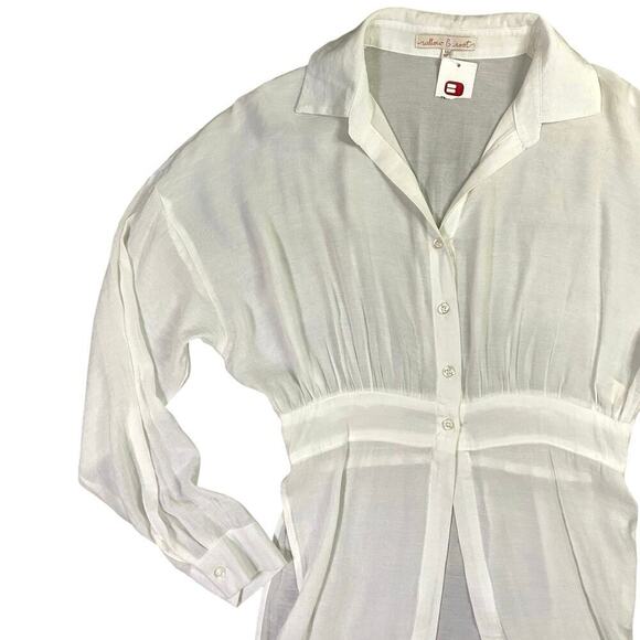 BUCKLE x Willow & Root Sheer Goddess Slit Blouse NWT - M - Picture 3 of 5